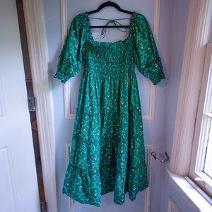 Hill House Home Nesli Nap Dress in Emerald Trellis, Size Small